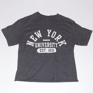 MV Sport | Cropped New York University Tee | Heathered Grey